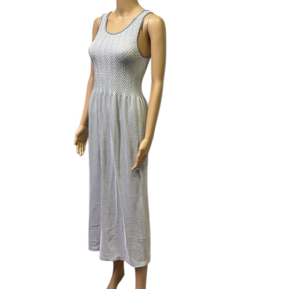 Lark + Grey and White Sleeveless Stretch Knit Striped Midi Maxi Dress Womens S/M